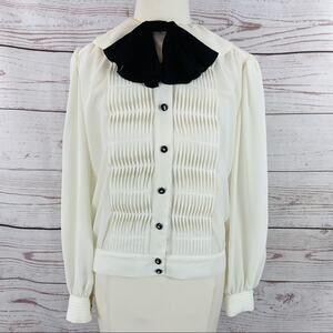 Josephine cream black bow pleated front rhinestone